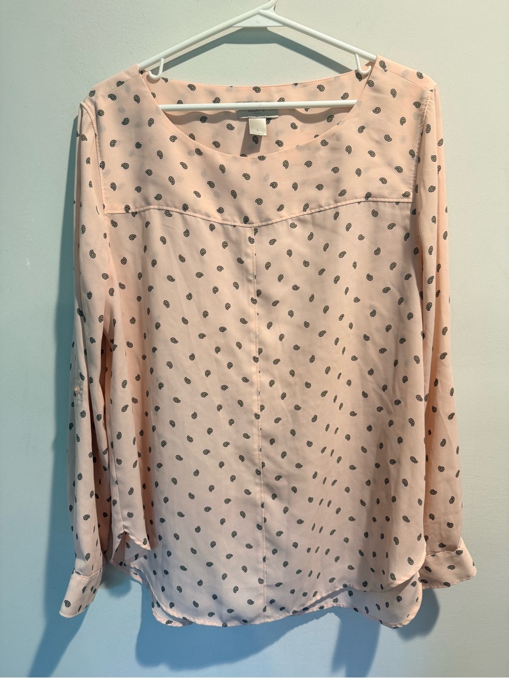 LOFT Outlet Pink Paisley Print Long Sleeve Blouse Size Large